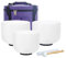 440hz Frosted White Crystal Singing Bowl Set of 3 pcs Meditation with Free 12 Carrying Bag Crystal Singing Bowl(440hz purple bag)
