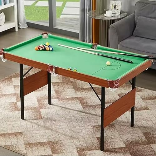 5 Fuß tragbarer, zusammenklappbarer, platzsparender Billardtisch für Spielzimmer zu Hause, Spielzimmer für Kinder und Erwachsene, Wohnzimmer, Spielzimmer, Spiel-Billardtische(Color:Green,Size:137*7