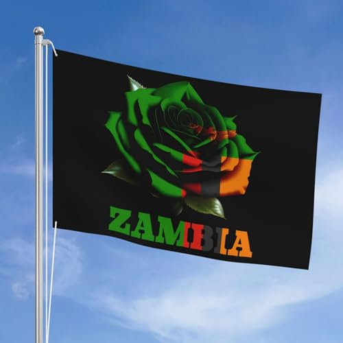 Bandiera Dello Zambia Rosa Dello Zambia 90X150Cm Bandiera Decorativa Multicolore Striscione All'Aperto Deluxe Bandiera All'Aperto Decorazione Per Balcone Giardino Patio