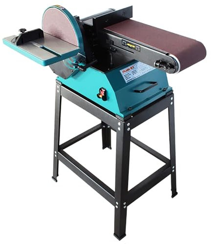 Belt Sander with Stand, Disc Sanders,5.9×22.8in Belt Bench Grinder Comes, 9.8 in Disc,with Brackets,Suitable for Grinding Tools Such as Metal, Wood, Aluminum, Etc,1200W