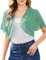 Aottori Bolero Verde Mujer Manga Corta Gasa Cardigan Verano Elegante Chaqueta Cárdigans Torera Ligero Puro Sólido Casual Chiffon Shrug Top para Fiesta Vestido Verde S