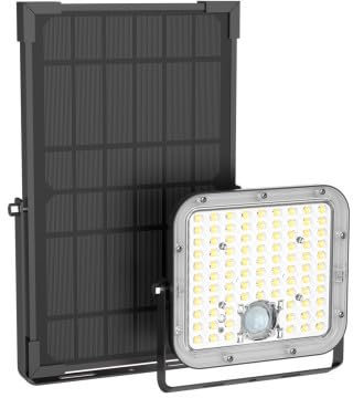 Projecteur mural solaire IP65, 2800 lumens, détecteur de mouvement, Noir