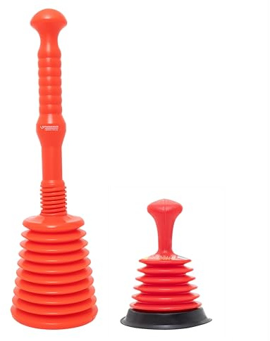 ROTHENBERGER Industrial 2 x RoPü Abflussreiniger Pömpel: 1 x RoPü Mini für Waschbecken und Dusche | 1 x RoPü Maxi für Toilette | Pümpel | Saugglocke