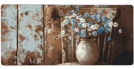 Tapis de Souris XXL Rétro 1500 x 800 mm, Base en Caoutchouc Antidérapante Fleur Tapis Souris Etendu, Surface Nanotextile de Haute Précision Améliore la Mousepad Durable avec et la Vitesse M43