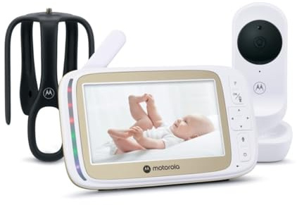 Motorola Nursery VM45 Connect Babyphone mit WLAN-Kamera und 5-Zoll-Monitor, 720p HD-Vision, Gegensprechfunktion, Temperaturregelung, Stargrip-Kinderbetthalterung, große Reichweite