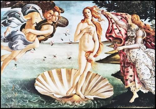 KUSTOM ART Sandro Botticelli Wand- oder Tischbild, Serie Gemälde von Feiern, die Geburt der Venus von Sandro Botticelli, Kunstdruck auf Holz, 30 x 21 cm