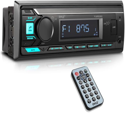 Pyle Marine-Radioempfänger mit Bluetooth, Freisprechfunktion, USB & AUX | Hält Boot- und Autofahrten stand, klingt kraftvoll über 4 Kanäle und empfängt mit Fernbedienung Sender weltweit.