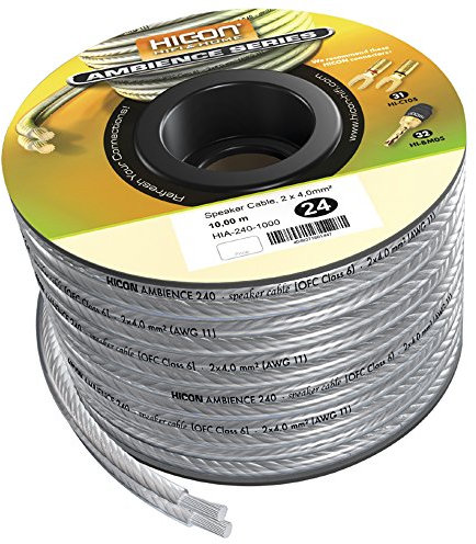 HICON Ambience 30m 2 x 4,0mm² Lautsprecherkabel Versilbert Boxenkabel Transparent | HIA-240-3000