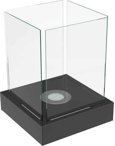 KRATKI Bioethanol-Kamin Freistehender Biocontainer 0,2 l TÜV-zertifizierter pulverbeschichteter Stahl und 4 Glasscheiben