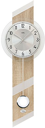 modernes Wanduhren design von AMS Marken Pendeluhr Holz Sonoma Optik Quarzuhr