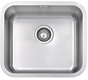 JASSFERRY Undermount Stainless Steel Kitchen Sink 1.0 Single Bowl with Strainer Waste, 500 x 450 mm