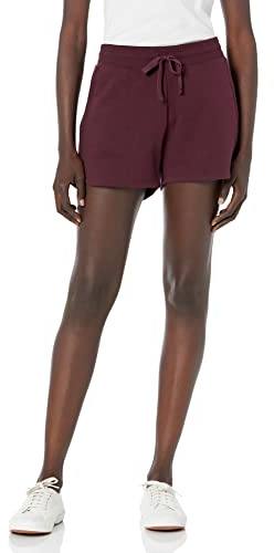Amazon Essentials Women's Fleece Shorts with Pockets, Burgundy, XS