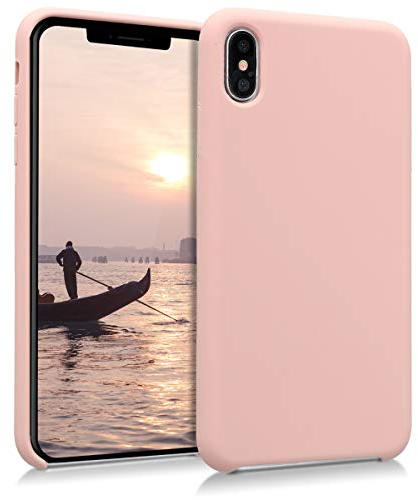 kwmobile Hülle kompatibel mit Apple iPhone XS Max Hülle - Silikon Handy Case - Handyhülle weiche Oberfläche - kabelloses Laden - Altrosa