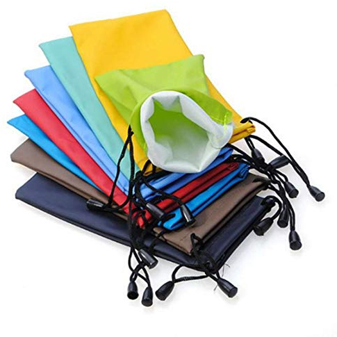 Lot de 10 pochettes de rangement avec cordon de serrage pour lunettes de soleil, lunettes, téléphone portable, gadgets électroniques, Vert, S