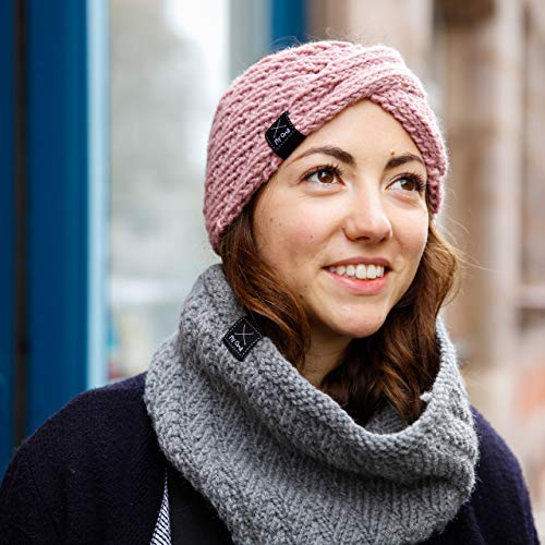 Loopschal Stricken -DIY Set Loop und Stirnband Wintertraum- Strickpackung Stein: 5X Merinowolle + Strickanleitung + GRATIS Label – Strickset Rundschal + Stirnband selber Machen – Strick Sets Myoma