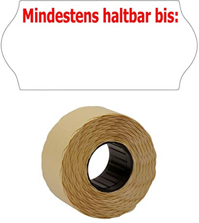 1.500 Etiketten 26x12mm weiß Mindestens haltbar bis permanent (1 Rolle), MHD Haltbarkeit Datum Etiketten, für Preisauszeichner | PB-Onlinehandel