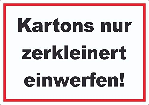 Kartons nur zerkleinert entsorgen Aufkleber A4 (210x297mm)