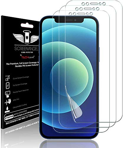 TECHGEAR [3 Pack Screen Protector fits iPhone 12, iPhone 12 Pro 6.1 [Screen Angel Edition] [Case Friendly] [Bubble Free] [FULL Screen Coverage] HD Clear Flexible TPU Film