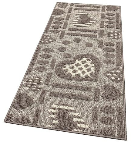 emmevi Tappeto Cucina Antiscivolo Cuori 3D Lavabile Moderno Varie Misure MOD.Clelia Dis.A 50X110 Beige