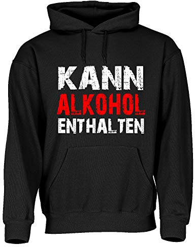 BLICKFANG KANN Alkohol ENTHALTEN, Alkohol, Party, Malle, Urlaub, Apres SKI | Kapuzensweat | Pulli, Sweatshirt, Hoodie, SPRÜCHESHIRT, Funshirt | GRÖSSE S-2XL (Schwarz, M)