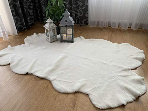 Sheepmania Quadro Schaffell Echt Geschoren - Natürlich Gegerbtes Lammfell Echt - Kurzes Dichtes Schaffell Echt - Teppich Decke Kamin Lammfelldecke Kinderwagen - Weiß