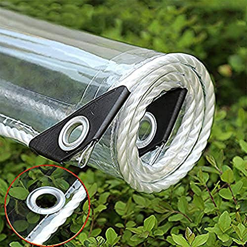 Heavy Duty Waterproof PVC Transparent Tarpaulin Poly Clear Vinyl Tarp Cover,Anti-Aging Insulation Soft,Clear Awning Canopy Patio Enclosure(0.3mm/365g/m²) (Size : 1 * 2.5M/3.3 * 8.2ft)