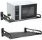 Ladieshow 50 * 40 cm Estante Microondas Pared, Estanteria Microondas Pared Soporte Microondas Negro Estante para Microondas con Ganchos, Estante de Almacenamiento Organizador de Cocina para el Hogar