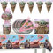 Partygeschirr Kindergeburtstag Set Wopin Kindergeburtstag Tischdeko, Planet Universum Film Partyzubehör Set Teller Becher Serviette Stroh Tischdecke Kindergeburtstag Deko Set