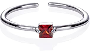 namana roter Ring in Silber für Frauen, verstellbarer offener Ring für Damen mit einem roten Stein, Silber Damenring mit einem roten Stein, einfacher Silberring für Frauen, Teens und Mädchen