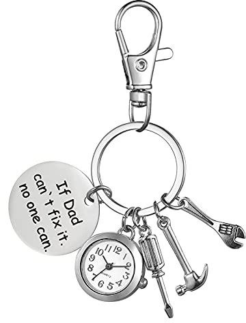 JewelryWe Herren Taschenuhr Schlüsselanhänger mit Gravur ‘Love You Daddy' Werkzeug Sets Anhänger Quarz Analog Uhr Geschenk für Vatertag