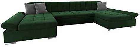 Mirjan24 Ecksofa Alia mit Regulierbare Armlehnen, 2 Bettkasten und Schlaffunktion, U-Form Eckcouch vom Hersteller, Sofa Couch Wohnlandschaft (Manila 35 + Manila 35 + Manila 16)