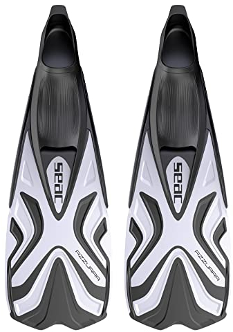 SEAC Azzurra, Palmes de Snorkeling pour Adultes et Enfants, Chausson fermée en Caoutchouc Souple