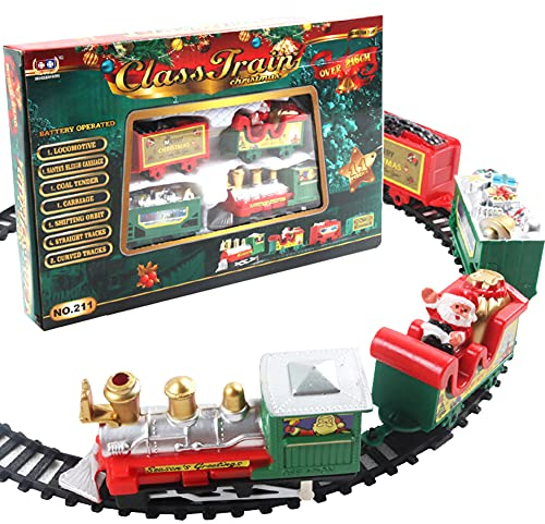 Weihnachtszug-Set, Weihnachten Zug Deko Elektrische Eisenbahn Starter-Set Weihnachtszug für Tannenbaum Weihnachtsbaum Deko Weihnachtszug Kleiner Zug Fensterdeko Geschenke für Kinder Jungen Mädchen