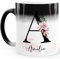 SpecialMe® Kaffee-Tasse Farbwechsel mit Buchstabe Initiale Monogramm personalisiert Namen Rosen-Motiv persönliche Geschenke Blumenhintergrund Magic Magic-Tasse