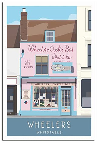 UEJD Vintage Wheelers Oyster Bar Whitstable Reiseposter Dekorative Poster Modern Schlafzimmer Leinwand Kunst Poster Bild Malerei Poster Wanddekoration Kunst Geschenk