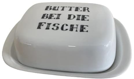 Geschenkbox Butterdose Butter bei die Fische 190x125x50mm Porzellan