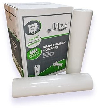 Global Hygiène Draps d'examen point à point pure ouate 2x17.5g/m² - Carton de 9 rouleaux - 2 plis - 135 formats 50x35cm - J226PMR- Certifié France Medical Industrie 5517981