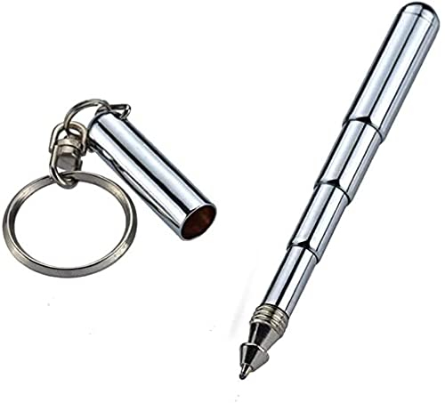 1 Stück Versenkbarer Ministift aus Edelstahl Versenkbarer Taschenstift Schlüsselanhänger Papa Gadgets, Geburtstag, Weihnachten Praktisches Design und langlebig