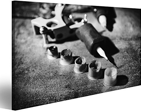 islandburner Bild auf Leinwand Tattoo Maschine Und Tätowierung Liefert Auf Dunklem Hintergrund Retro Stilisierung Wandbild Poster Kunstdruck Bilder 80x40cm