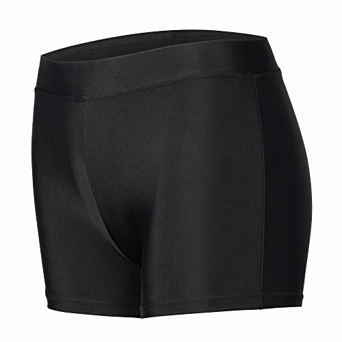 Dtone Mädchen Kurz Hose für Tanz Gymnastik Turnanzug Turn Shorts Glitzer glänzend Fitness Hotpants, Elasthan-schwarz 120 (5-6 Jahre)