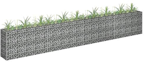 Tidyard Gabion Raised Bed Galvanised Steel Raised Bed, Stone Basket Planter, Fencing Wire Patio Flower Plant Bed, Stone Wire Garden Outdoor Landscape Gabion Pot 360x30x60 cm