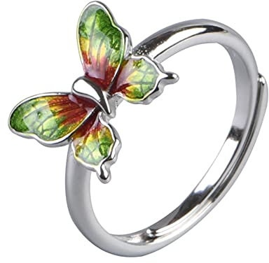 AMDXD Silber S925 Ringe, Schmetterling Freundschaftsringe Jungs für Damen, Band Ring, Verstellbar, Silber, Echt Silber Schmuck