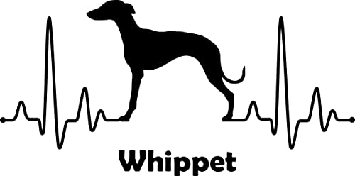 Generisch Autoaufkleber Aufkleber Herzschlag Liebe EKG Deko Sticker selbstklebend schwarz Breite 28cm Motiv: Windhund Whippet 02