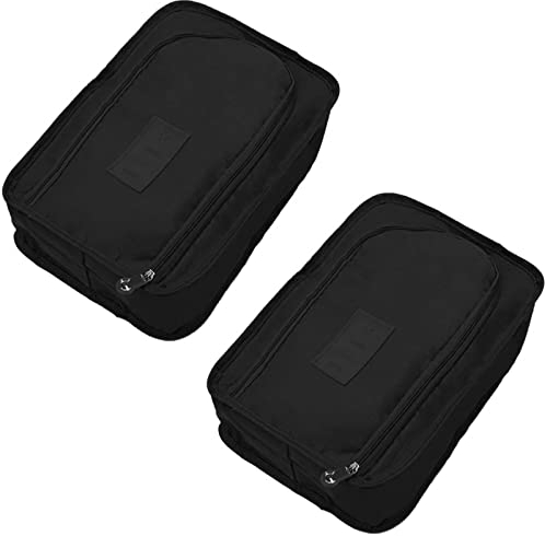 2 Pack Travel Shoe Bag Shoes Organizer, Foldable Waterproof Small Shoe Bags Storage Organizer Shoe Pouch with Zipper, Portable Carrier Bag Travel Bags Organiser (Black)