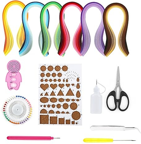 VOANZO 15-teiliges Papier-Quilling-Set mit 600 Streifen Quilling-Papier Verschiedene Quilling-Werkzeuge Quilling-Kunstpapier zum Zeichnen von Bastelwerkzeugen