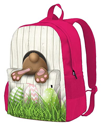 NOLACE Osterhasen-Rucksack mit Holzloch, klassisch, wasserabweisend, leicht, Reiserucksack, lässiger Tagesrucksack, Pink, Einheitsgröße