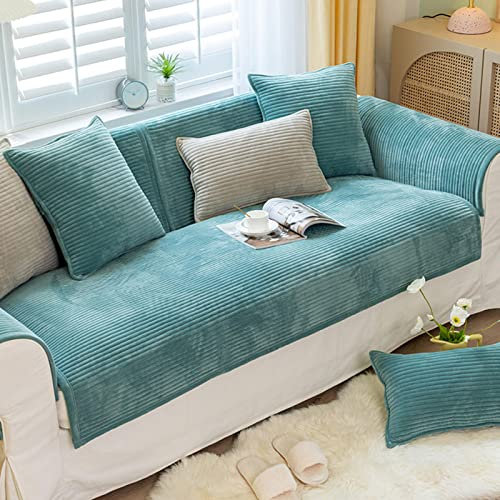 Modmetal Sofa-Schonbezüge in L-Form,Samt-Couchbezüge für Ecksofas,3/2/1/4-Sitzer,rutschfeste Sofakissenbezüge als Ersatz,waschbare Sofabezüge,Möbelschutz,grün-110 x 240 cm