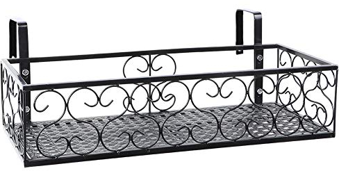 SEAFRONT Estante Colgante de Hierro, Cesta para Balcón, Soporte para Maceta, Estante de Barandilla, Decoración, Soporte para Maceta, Estante para Decoración de Jardinería del Hogar