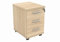 office hippo Strapazierfähiger Rollschrank mit 3 Schubladen, beweglicher Büroschrank mit abschließbarem Stauraum, Holz, Kanadische Eiche, 40,4 x 50 x 59,5 cm