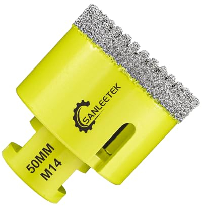 Foret Diamant Carrelage 50mm SANLEETEK Brasé Sous Vide Dentelé Scie Cloche Diamant pour Céramique Porcelaine Marbre Granit Perçage à Sec M14 Filetage